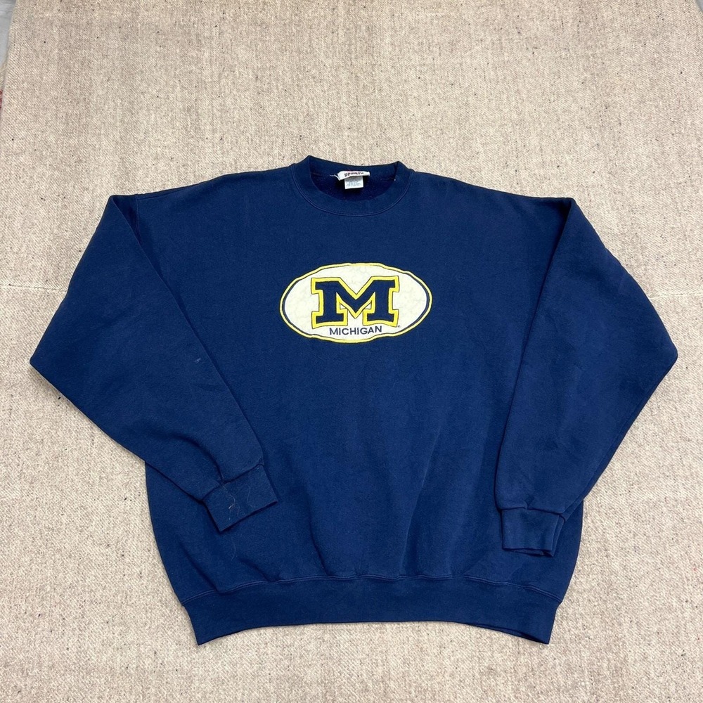Vintage University Of Michigan Sweatshirt Mens XL Blue 1990s
